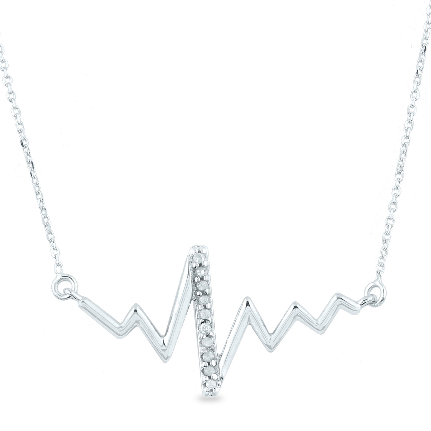 10K white Gold necklace with 0.04Ct Diamond/NK1-10128W-370