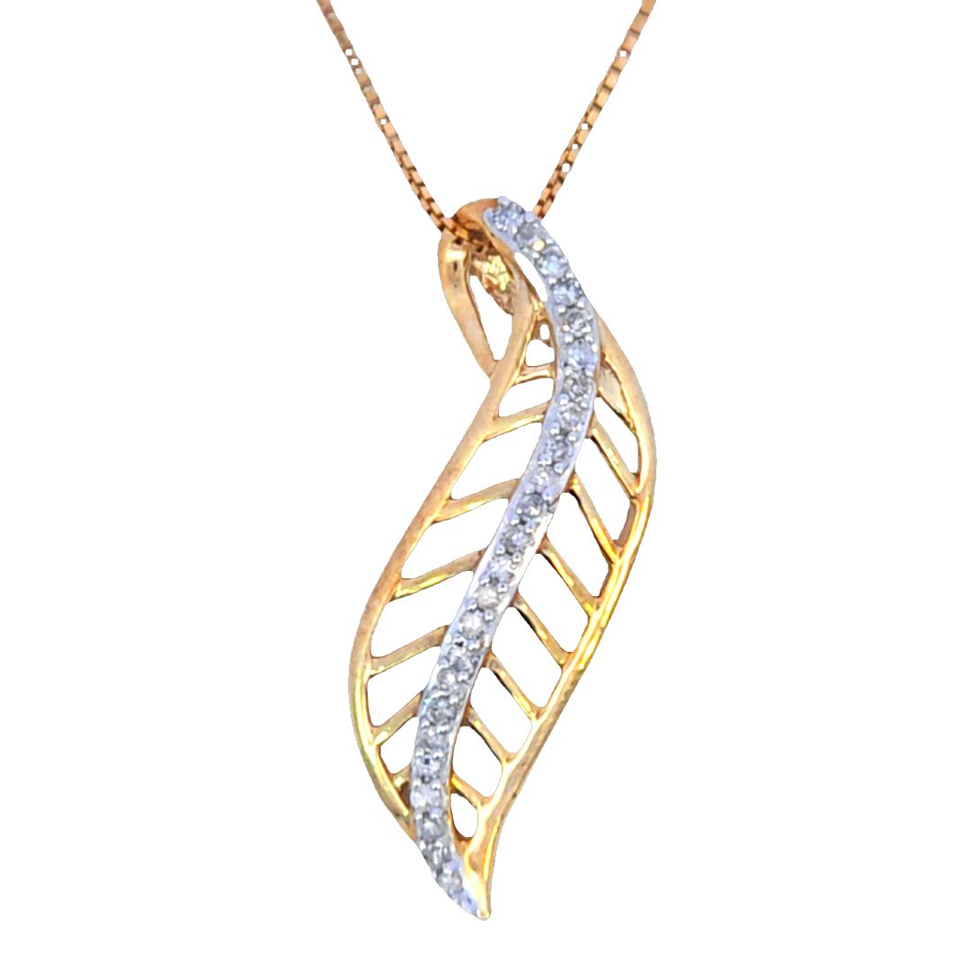 10K Gold necklace with 0.10Ct Diamond/PD!-10955Y-540
